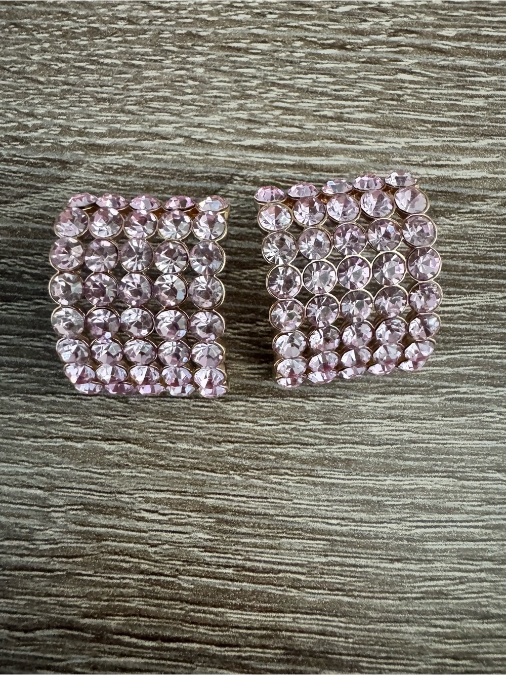 Pink Crystal Square Stud Earrings - Women Jewelry